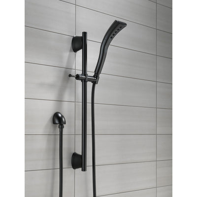 Delta Matte Black Finish Single-Setting H2Okinetic Slide Bar Hand Shower with Hose D51579BL