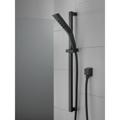 Delta Matte Black Finish H2Okinetic Modern 3-Setting Slide Bar Hand Shower with Hose D51799BL