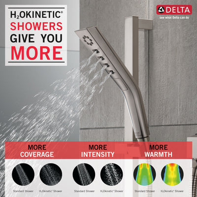 Delta Stainless Steel Finish H2Okinetic Modern 3-Setting Slide Bar Hand Shower with Hose D51799SS
