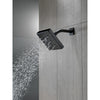 Delta Matte Black Finish H2Okinetic Single-Setting Metal Square Raincan Shower Head D52171BL