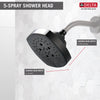 Delta Matte Black Finish 5-Setting H2Okinetic Shower Head D52663BL