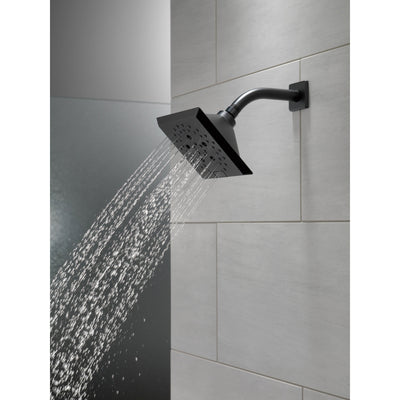 Delta Matte Black Finish H2Okinetic 5-Setting Angular Modern Raincan Shower Head D52664BL