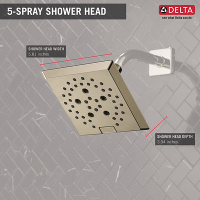 Delta Polished Nickel Finish H2Okinetic 5-Setting Angular Modern Raincan Shower Head D52664PN