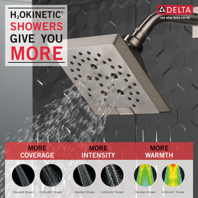 Delta Stainless Steel Finish H2Okinetic 5-Setting Angular Modern Raincan Shower Head D52664SS