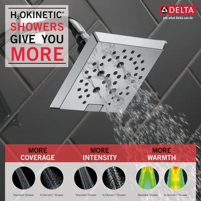 Delta Chrome Finish H2Okinetic 5-Setting Angular Modern Raincan Shower Head D52664