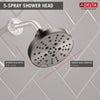 Delta Stainless Steel Finish H2Okinetic 5-Setting Contemporary Raincan Shower Head D52668SS