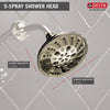 Delta Polished Nickel Finish H2Okinetic 5-Setting Traditional Raincan Shower Head D52669PN