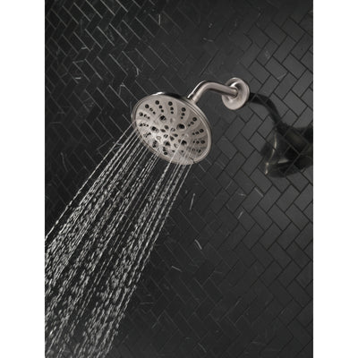 Delta Stainless Steel Finish H2Okinetic 5-Setting Traditional Raincan Shower Head D52669SS