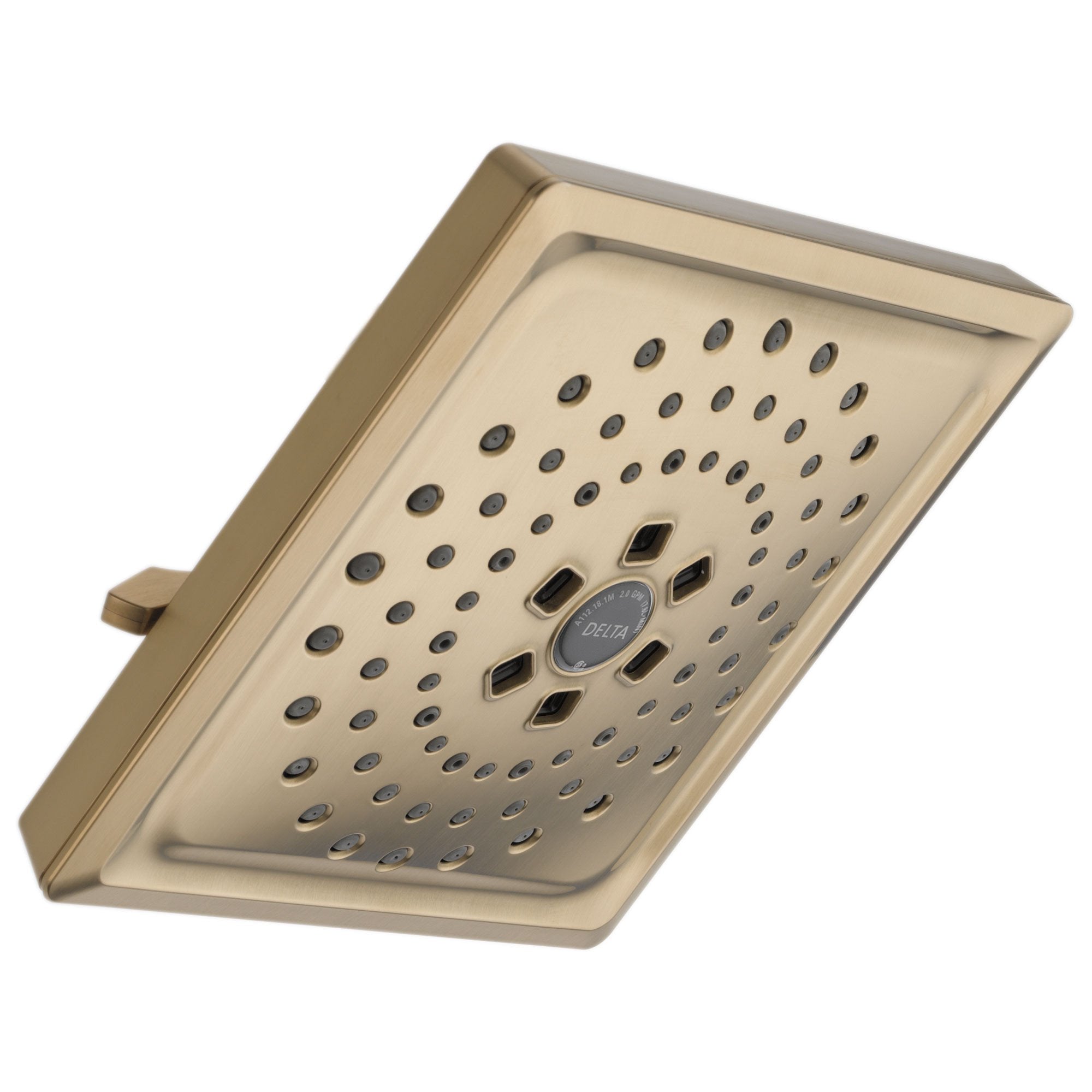 Delta Universal Showering Components Collection Champagne Bronze Finish H2Okinetic 3-Setting Raincan Square Shower Head 667540
