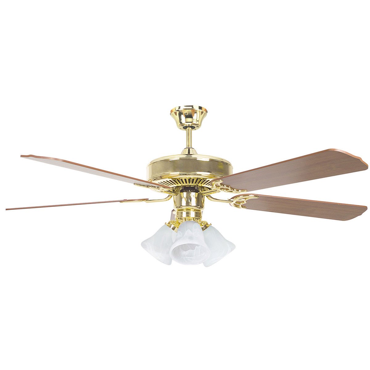 Concord Fans 52" Heritage Home Elegant Polished Brass Ceiling Fan with 3 Lights