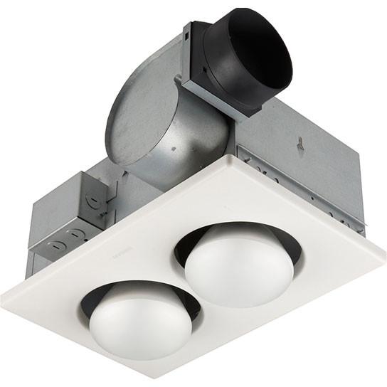 Broan 164 UL Listed Ventilation Bathroom Fan with 2-Bulb Infrared Heater Light
