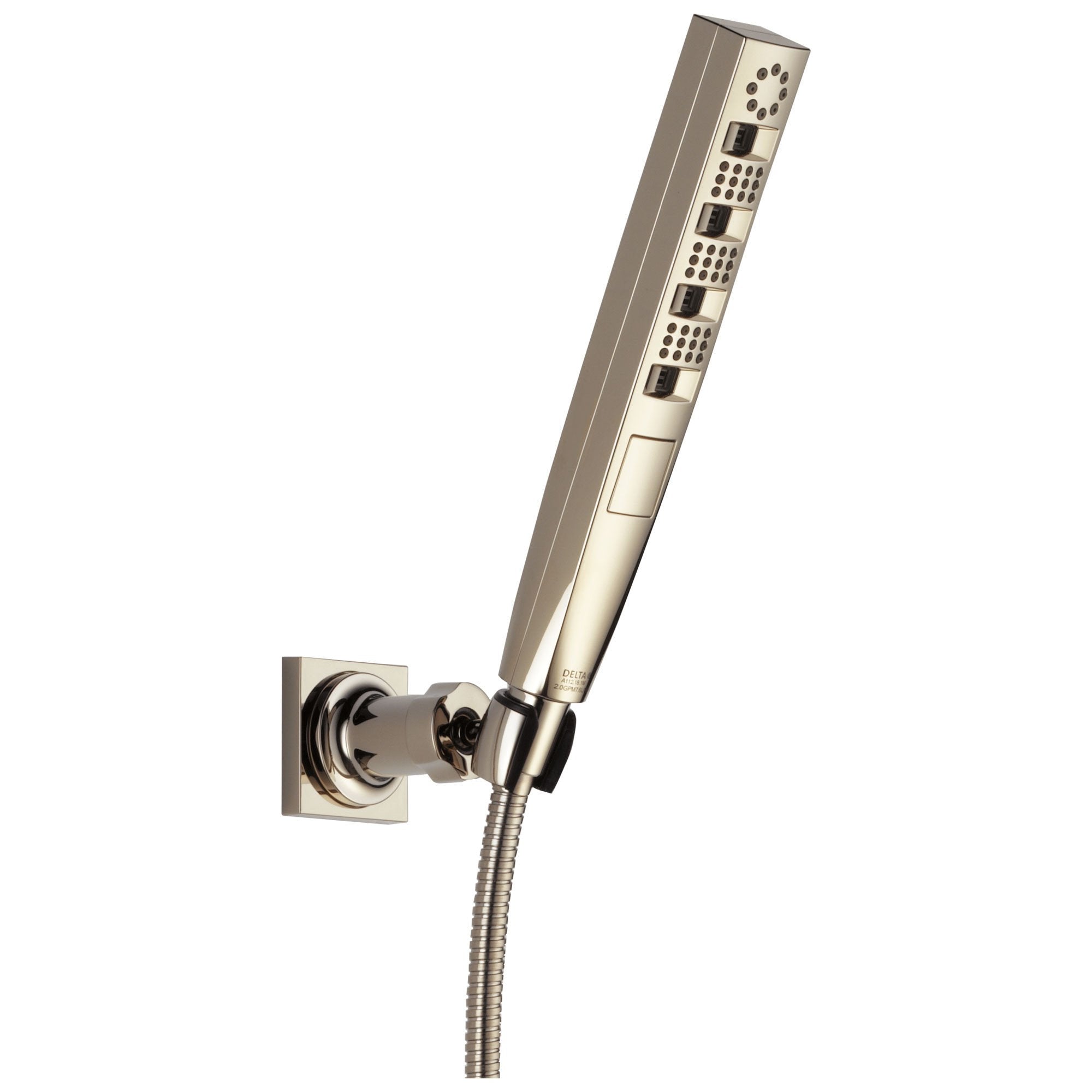 Delta Universal Showering Components Collection Polished Nickel Finish Zura Modern Multi-Function Hand Shower with Wall Mount Bracket and Hose 743915