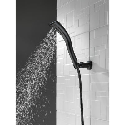 Delta Matte Black Finish Single-Setting H2Okinetic Wall Mount Hand Shower with Hose D55421BL