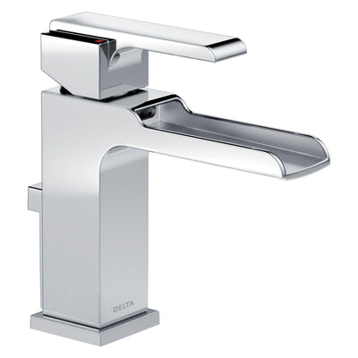 Delta Chrome Finish Modern Ara Collection Single Handle Channel Waterfall Spout Bathroom Sink Faucet, Towel Ring, and Robe Hook Package D010CR