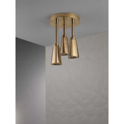 Delta Champagne Bronze Finish 2.5 GPM H2Okinetic Pendant Triple Ceiling Mount Raincan Shower Head with Water-Powered LED Light D57140CZ25L