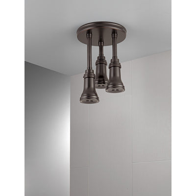 Delta Venetian Bronze Finish 2.5 GPM H2Okinetic Pendant Triple Ceiling Mount Raincan Shower Head with Water-Powered LED Light D57190RB25L