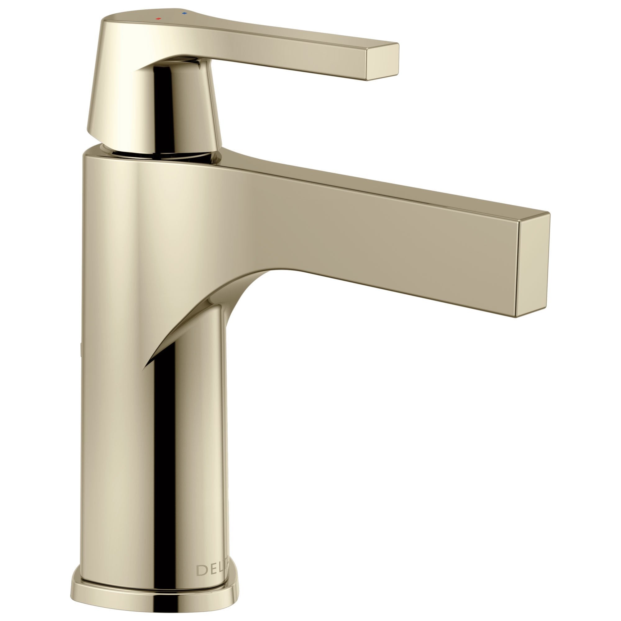 Delta Zura Collection Polished Nickel Finish Single Handle Modern One Hole Bathroom Lavatory Sink Faucet with Metal Pop-up Drain 743893