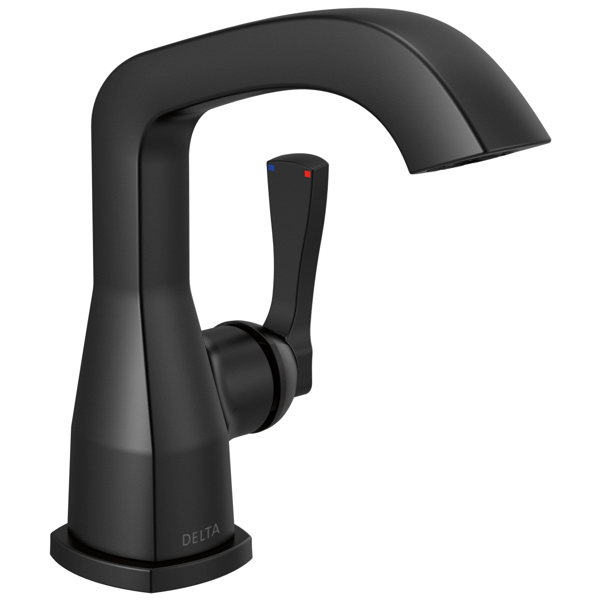 Delta Stryke Matte Black Finish Single Hole Bathroom Sink Faucet Includes Lever Handle and Matching Drain D3603V