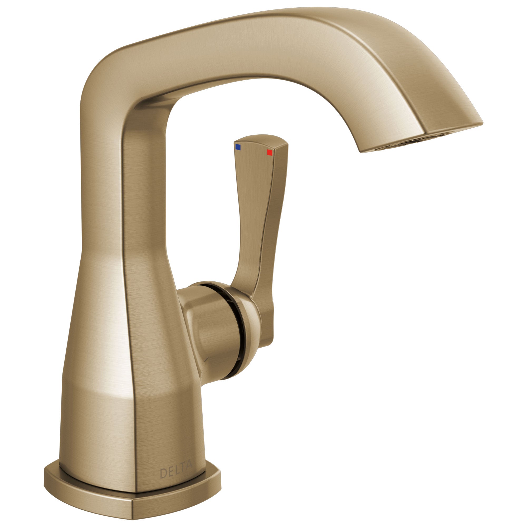 Delta Stryke Champagne Bronze Finish Single Hole Bathroom Sink Faucet Includes Lever Handle and Matching Drain D3601V