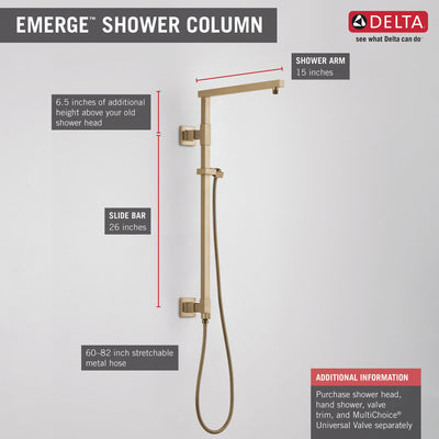 Delta Champagne Bronze Finish Emerge Modern Angular Square Shower Column 26" (Requires Showerhead, Hand Spray, and Control) D58420CZ