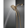 Delta Champagne Bronze Finish H2Okinetic In2ition 5-Setting Modern Two-in-One Showerhead Hand Shower Combo D58474CZ25