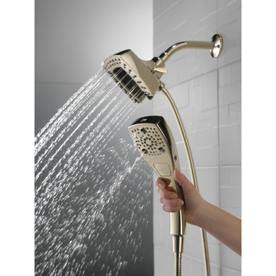 Delta Polished Nickel Finish H2Okinetic In2ition 5-Setting Modern Two-in-One Showerhead Hand Shower Combo D58474PN25