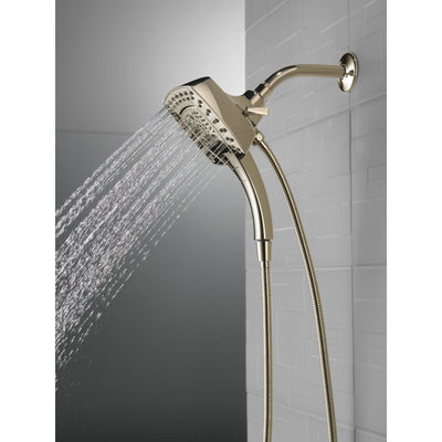 Delta Polished Nickel Finish H2Okinetic In2ition 5-Setting Modern Two-in-One Showerhead Hand Shower Combo D58474PN