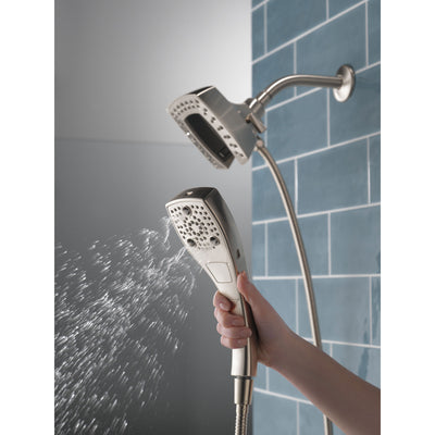 Delta Stainless Steel Finish H2Okinetic In2ition 5-Setting Modern Two-in-One Showerhead Hand Shower Combo D58474SS