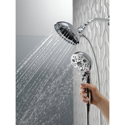 Delta Chrome Finish H2Okinetic In2ition 5-Setting Two-in-One Showerhead and Handheld Sprayer D5848025PK