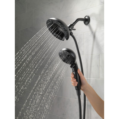 Delta Matte Black Finish H2Okinetic In2ition 5-Setting Two-in-On Showerhead and Handheld Sprayer D58480BL25PK