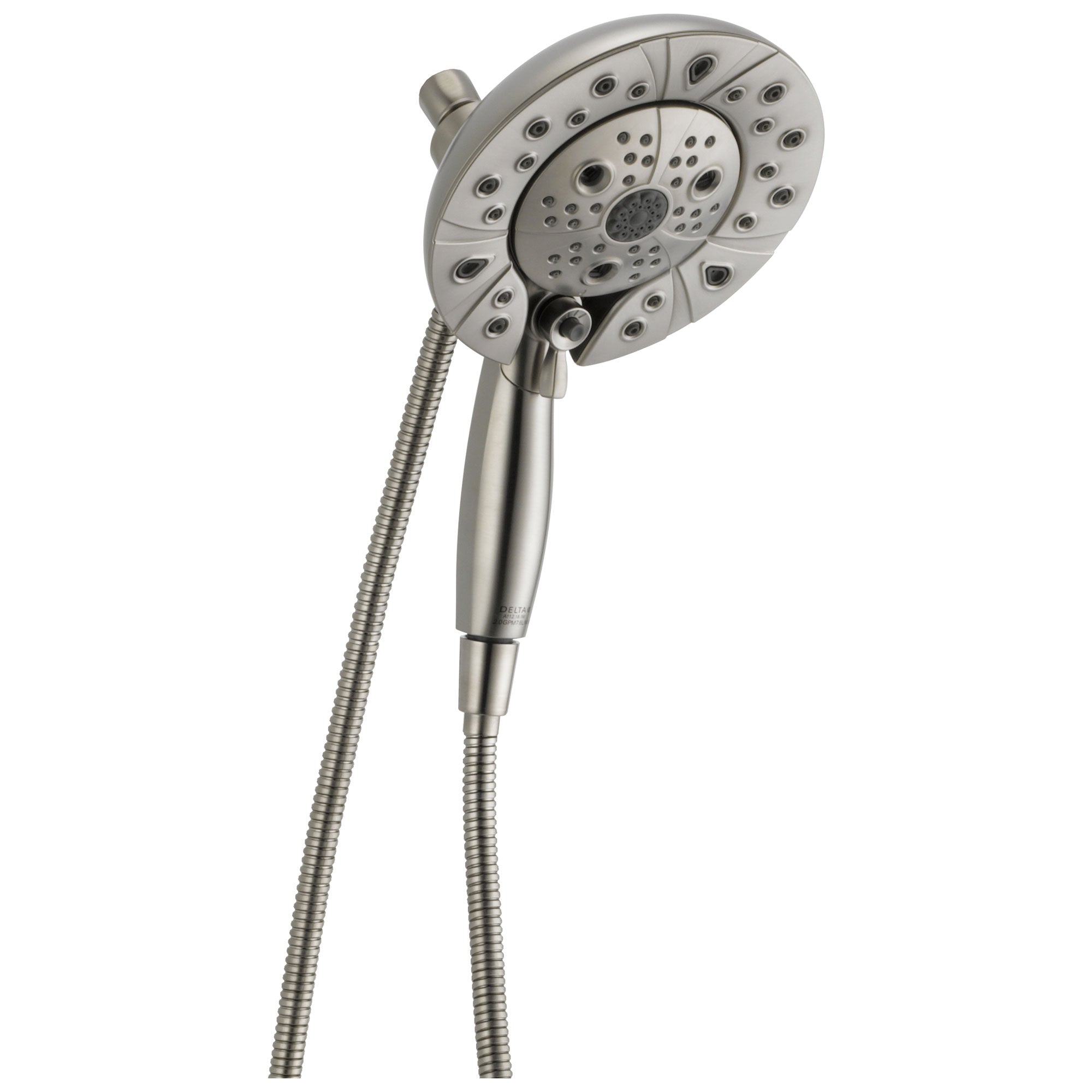 Delta Universal Showering Components Stainless Steel Finish 5-Setting Shower Arm Mount Two-in-One Hand Shower and Showerhead Combination D58480SSPK