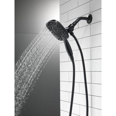 Delta Matte Black Finish In2ition HSSH 1.75 GPM 4-Setting Dual Hand Shower and Square Showerhead Spray D58498BL