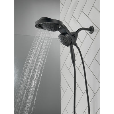 Delta Matte Black Finish HydroRain H2Okinetic 5-Setting Two-in-One Shower Head and Hand Spray D58680BL25