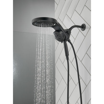 Delta Matte Black Finish HydroRain H2Okinetic 5-Setting Two-in-One Shower Head and Hand Spray D58680BL