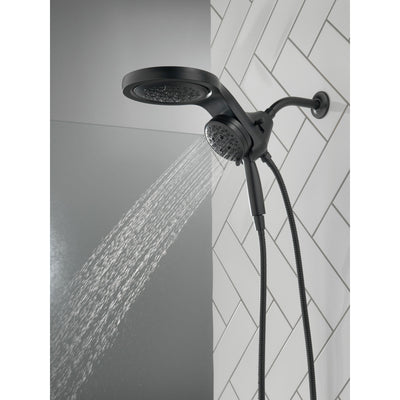 Delta Matte Black Finish HydroRain H2Okinetic 5-Setting Two-in-One Shower Head and Hand Spray D58680BL