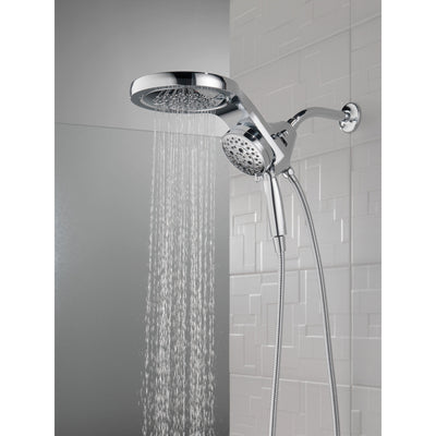Delta Chrome Finish HydroRain H2Okinetic 5-Setting Two-in-One Shower Head and Hand Spray D58680