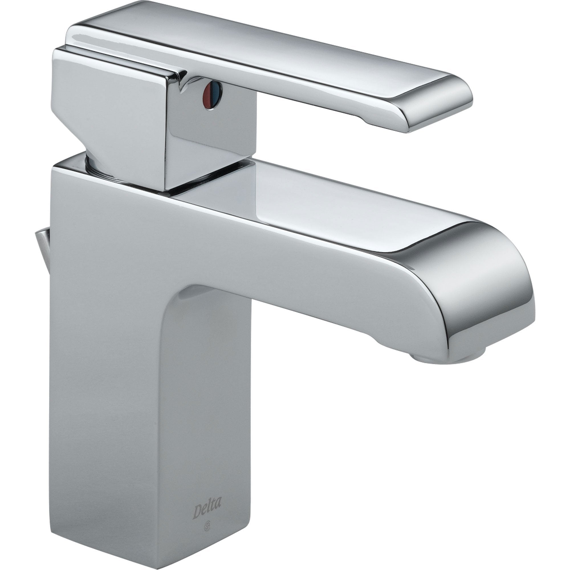 Delta Arzo Modern Single Handle Mid-Arc Chrome Square Bathroom Faucet 474290