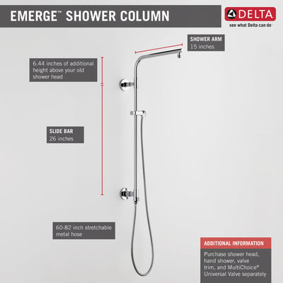 Delta Chrome Finish Emerge Shower Column 26" Round (Requires Showerhead, Hand Spray, and Control) D58820