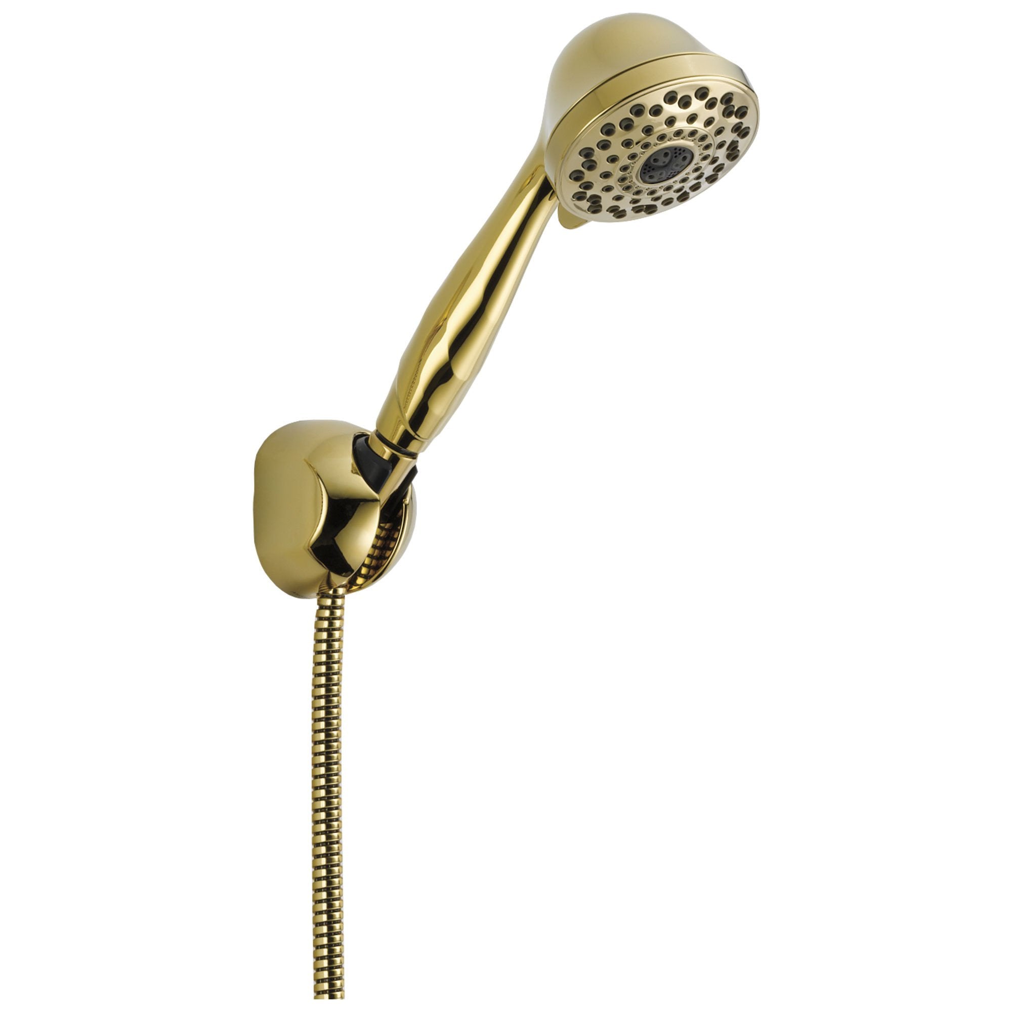 Delta Universal Showering Components Collection Polished Brass Finish 7-Setting Fixed Wall Mount Handheld Shower Sprayer and Hose 737154