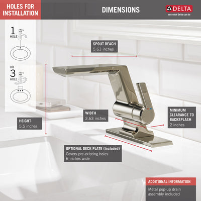 Delta Pivotal Polished Nickel Finish Single Handle Bathroom Faucet D599PNMPUDST
