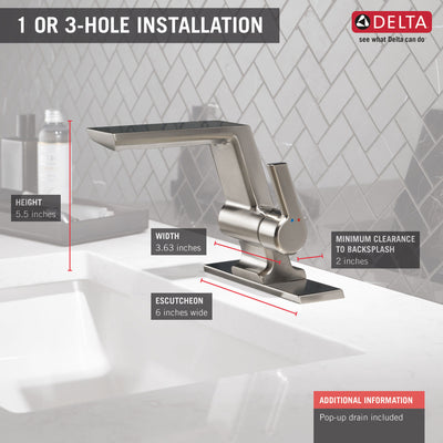 Delta Pivotal Stainless Steel Finish Single Handle Bathroom Faucet D599SSMPUDST
