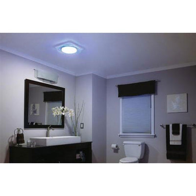 Nutone QTNLEDB Square LunAura 110 CFM Bathroom Fan with Light and LED Nightlight