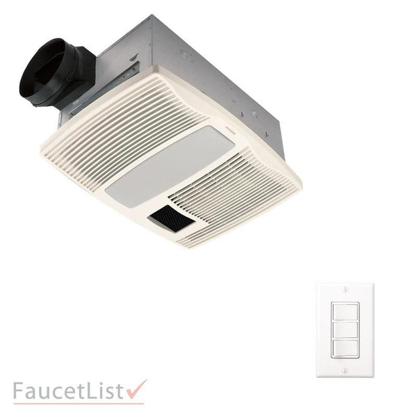 Broan QTX110HFLT Quiet Bathroom Ceiling Ventilation Exhaust Fan with L 