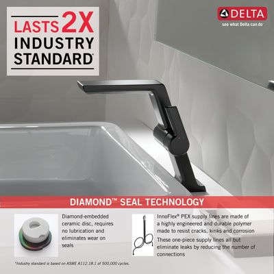 Delta Pivotal Matte Black Finish Single Handle Mid-Height Bathroom Sink Faucet D699BLDST