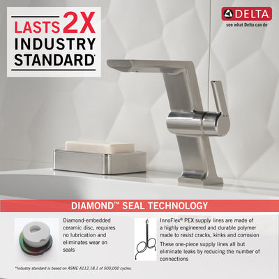 Delta Pivotal Stainless Steel Finish Single Handle Mid-Height Bathroom Sink Faucet D699SSDST