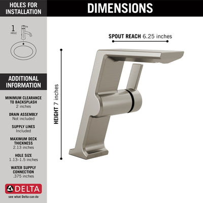 Delta Pivotal Stainless Steel Finish Single Handle Mid-Height Bathroom Sink Faucet D699SSDST