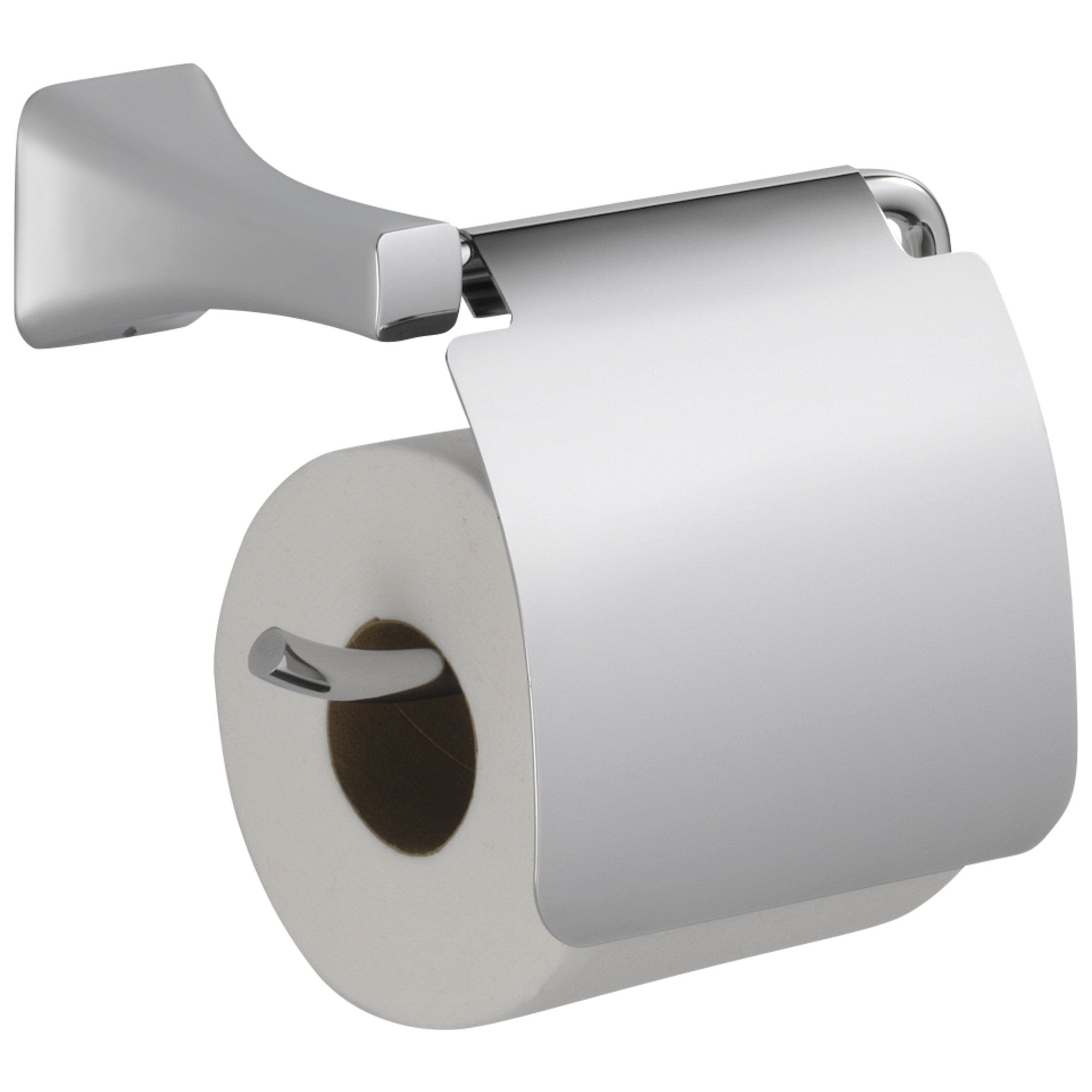 Delta Tesla Collection Chrome Finish Modern Toilet Paper Tissue Holder with Removable Cover 714273