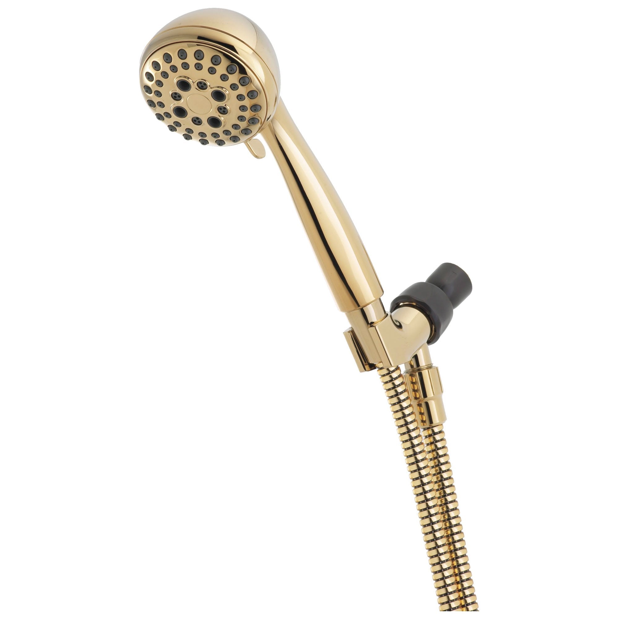 Delta Universal Showering Components Collection Polished Brass Finish Shower Arm Mount 5-Setting Hand Shower with Hose D75502PB
