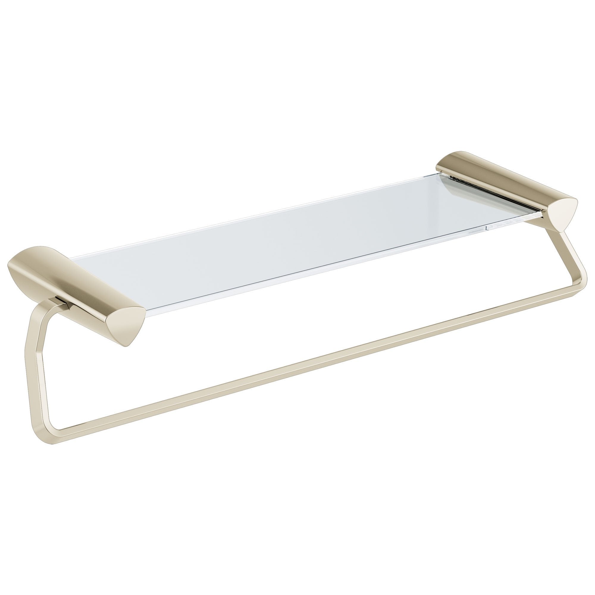 Delta Zura Collection Polished Nickel Finish Modern Style Wall Mounted 24" Towel Bar with Glass Shelf D77480PN