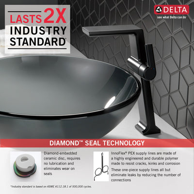 Delta Pivotal Matte Black Finish Single Handle Modern Vessel Bathroom Faucet D799BLDST